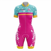 halpa Naisten triathlon-vaatteet-Naisten Triathlon Tri -puku Lyhythihainen triatlon Vaaleanpunainen+ valkoinen Sininen + punainen + musta Musta Kuvitettu Pyörä Lycra Urheilu Kuvitettu Vaatetus