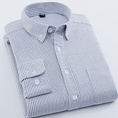 voordelige oxford-overhemden voor heren-Voor heren Overhemd Button-down overhemd Shirt met kraag Strijkvrij overhemd Oxford overhemd Gestreept Bruiloft Buiten Zwart+Wit+Marineblauw Wit Marineblauw blauw Lange mouw Strijkijzer Lente &amp; Herfst