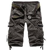 cheap Classic-Men&#039;s Cargo Shorts Shorts Capri Pants Hiking Shorts Leg Drawstring 6 Pocket Plain Comfort Outdoor Daily Going out Fashion Streetwear Wine Army Green