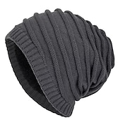 billiga Mössa mössa-Herr Mössa Vinter hattar Holk Sticka manschetter Svart Vin Akrylik Fiber Stickat Fleece Mode Traditionell / Klassisk Friluftskläder Ledigt / vardag Slät Varm