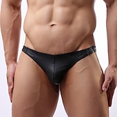 olcso Egzotikus férfi alsónemű-Férfi 1 darab G-string fehérnemű Poliuretán Spandex Tiszta szín Alacsony csípő Fekete