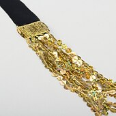 cheap Great Gatsby-Women Sequin Hip Skirt Fringe Tassel Wrap Scarf Party Rave Festival Outfit Halloween Belly Dance Costume Party Club