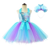 preiswerte Kostüme für Mädchen-Meerjungfrau Meerjungfrau Ariel Aqua Princess Blumenmädchenkleid Themenparty-Kostüm Tüllkleider Cosplay for Mädchen Kinder Karneval Maskerade Hochzeit Hochzeitsgast