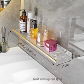 economico Mensole per il bagno-Carrello per doccia Mensola da bagno in acrilico nero/oro, lavabo per WC perforato, scaffale per WC a parete