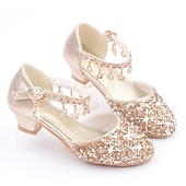 abordables Accesorios-Zapatos de princesa Elsa de cuento de hadas de Frozen para niñas, película de cosplay, lentejuelas, Halloween, zapatos plateados, dorados y rosados, Halloween, carnaval, mascarada, disfraces de plástico de poliéster.
