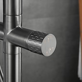 billige Sidespray-badekar armatur gulvfeste frittstående badekar fyller messing høystrøm dusjkraner med håndholdt dusj blandebatteri dreibar tut (pistol grå/børstet gyllen)