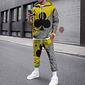 baratos Conjunto de Moletom 3D Masculino-Homens Gráfico Pôquer 2pcs Conjuntos de moletom 3D Moletom Moletons Manga Longa Calças compridas Com Capuz Roupa de rua Designer Básico Desportos e Ar livre Casual Esportes Imprimir Primavera Outono