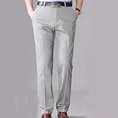 preiswerte Schlank-Herren Anzughosen Hose Hosen Tasche Gerade geschnitten Glatt Hochzeit B¨¹ro Arbeit Baumwollmischung Schick &amp; Modern Ausgefallene Schwarz Weiß Hoher Taillenbund Mikro-elastisch
