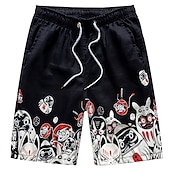 お買い得  男性用水泳パンツ-男性用 ボードショーツ スイムショーツ スイムトランク サマーショーツ ビーチショーツ ドローストリング 弾性ウエスト プリント 植物 格子 グラフィック 履き心地よい カジュアル 日常 ビーチ ファッション ストリートファッション ブラック ホワイト マイクロエラスティック