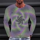 olcso 3D pólók-Férfi Grafika 3D nyomtatás Póló Pólók Hosszú ujj póló 3D nyomtatás Terített nyak Ing Szüret Divat Dizájn Szabadtéri Hétköznapi Napi Medence Piros Narancssárga Tavasz &amp; Ősz Ruházat S M L XL 2XL 3XL