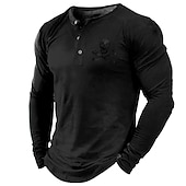 billige Halloween T-skjorter-Herre Halloween Hodeskaller Grafiske trykk Henly-skjorte Kul skjorte Langermet skjorte Langermet Varm stempling Designer Grunnleggende Moderne Moderne Feriereise Gate Ut på byen Vår &amp; Vinter Svart