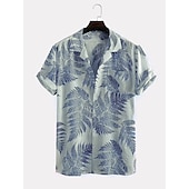 abordables Plantes tropicales-Homme Feuille de palmier Plantes tropicales Chemise Chemise hawaïenne Chemise Camp Manche Courte Chemise Col Col rabattu Mode Hawaïen Design Extérieur Vacances Plein Air Jaune Rose Claire Vert Print