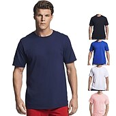 baratos Camisetas masculinas casuais-Homens Camiseta Camisas antiumidade Manga Curta Decote Redondo Todas as Estações Tecido Básico Casual Royal blue 1 Preto Branco Top Tee para Homens