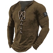 voordelige Vintage T-shirts-Voor heren T-shirt T-shirts Grafisch Nummer Kraag Kleding 3D-afdrukken Buiten Dagelijks Lange mouw Veters Afdrukken Ontwerper Stijlvol Vintage Basic