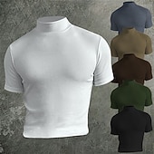 abordables t-shirts de base-Homme T-shirt Faux col roulé Manches courtes Col roulé Col montant Été Uni Designer Basique Moderne Contemporain Vacances Rue Sortir Noir Bleu gris foncé T-shirt haut de gamme pour homme