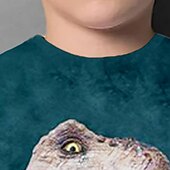 olcso Fiú 3D Állatok-Gyerekek Fiú Póló Tee Állat Dinoszaurus Hosszú ujj Crewneck Gyermek Top Hétköznapi 3D nyomtatás Menő Napi Ősz Tél Sötétzöld 7-13 év