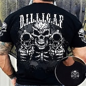 billige hodeskalle og bein-Herre Grafisk Hodeskaller T skjorte T-skjorter Kortermet T skjorte 3D-utskrift Crew-hals Skjorte Årgang Mote Designer utendørs Avslappet Daglig Svart Vår sommer Klær S M L XL 2XL 3XL