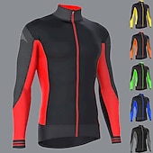 economico Maglie da uomo-Per uomo Maglia da Ciclismo Blocco di colori Manica Lunga Bicicletta Maglia Top con 3 tasche posteriori Mountain Bike MTB Ciclismo su strada Asciugatura Rapida Strisce Riflettenti Tasca Posteriore