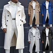 preiswerte Herren-Blazer &amp; -Anzüge-Herren Wintermantel Peacoat Geschäft Casual Winter Polyester Windundurchlässig warm halten Oberbekleidung Bekleidung Stilvoll Casual nicht druckbar Einfarbig Tasche Ständer Einreihiger Verschluss