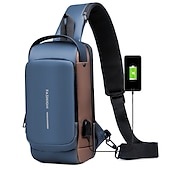 abordables Bolsos y mochilas para portátil-Bolsa antirrobo para computadora con puerto de carga USB, mochila impermeable y resistente a los arañazos, bolsa portátil para el pecho
