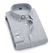 voordelige oxford-overhemden voor heren-Voor heren Overhemd Button-down overhemd Shirt met kraag Strijkvrij overhemd Oxford overhemd Gestreept Bruiloft Buiten Zwart+Wit+Marineblauw Wit Marineblauw blauw Lange mouw Strijkijzer Lente &amp; Herfst