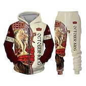 abordables Ensemble de sweatshirt 3d pour hommes-Homme Graphique Lion 2 pièces Ensembles de sweat-shirts 3D Sweat à capuche Survêtement manche longue Pantalon long À capuche Streetwear Basique Occasionnel Sport &amp; Loisir Occasionnel Sports Fermeture