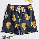 お買い得  動物と鳥-男性用 グラフィック フラミンゴ スイミングトランクス ボードショーツ スイムショーツ ミディアムウエスト ファッション ハワイアン クラシック カジュアル 日常 祝日 メッシュ裏地付き 弾性ウエスト プリント デザイナー 衣類