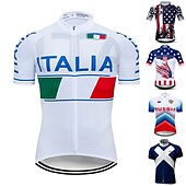 abordables Maillots pour hommes-21Grams Homme Maillot Velo Cyclisme Manche Courte Cyclisme Maillot Top avec 3 poches arrière VTT Vélo tout terrain Vélo Route Résistant aux UV Respirable Séchage rapide Poche arrière Blanche Rouge