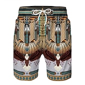 baratos Retro Vintage &amp; Ética-Homens Gráfico Cultura indiana Calção de Banho Bermuda de Surf Shorts de Natação Cintura Média Havaiana Étnico Boho Casual Diário Feriado Com Cordão Cintura elástica Impressão 3D Designer Roupa
