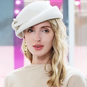 tanie czapki imprezowe-elegancki fason 100% wełniane czapki z gładkim / jednolitym 1 szt. impreza / wieczór / swobodny nakrycie głowy święta / specjalne okazje / biuro &amp; kariera / ukończenie studiów / gratulacje / rocznica