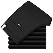 preiswerte Schlank-Herren Anzughosen Hose Hosen Tasche Gerade geschnitten Glatt Hochzeit B¨¹ro Arbeit Baumwollmischung Schick &amp; Modern Ausgefallene Weiß Wein Hoher Taillenbund Mikro-elastisch