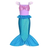 levne Dívčí kostýmy-Malá mořská víla Malá mořská víla Aqua Princess Šaty Téma Party Kostým cosplay Filmové kostýmy for Dívčí Dětské Karneval Plesová maškaráda