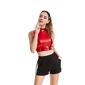 tanie Najfatalniejszy-Metaliczne Lata 80 Błyszczący patent na lateks Crop top Skóra PU Strój na bal maskowy Damskie Strój karnawałowy Bal maskowy Impreza Wieczór panieński Parada równości Dla dorosłych Top