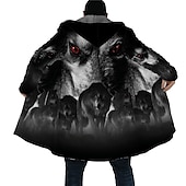 preiswerte Fleecejacke für Herren-Herren Tier Wolf Grafik-Drucke Wintermantel Fleecejacke Mantel warm halten Atmungsaktiv Komfortabel Modisch Strassenmode Sport Sport &amp; Natur Freizeitskleidung Ausgehen Zip Tasche Bedruckt Herbst