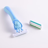 baratos Depiladores-Clássico de 3 peças de metal duplo lâmina de barbear de segurança ecológica cabo longo kit de barbear úmido para homens mulheres com 6 lâminas de platina