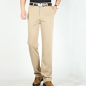 preiswerte Schlank-Herren Anzughosen Hose Hosen Tasche Gerade geschnitten Glatt Hochzeit B¨¹ro Arbeit Baumwollmischung Schick &amp; Modern Ausgefallene Weiß Wein Hoher Taillenbund Mikro-elastisch