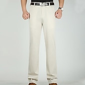 preiswerte Schlank-Herren Anzughosen Hose Hosen Tasche Gerade geschnitten Glatt Hochzeit B¨¹ro Arbeit Baumwollmischung Schick &amp; Modern Ausgefallene Weiß Wein Hoher Taillenbund Mikro-elastisch