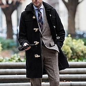 abordables Gabardina para hombre-Hombre Abrigo de invierno Sobretodo Peacoat Calle Negocio Invierno Poliéster Resistente al Viento Mantiene abrigado Ropa de calle Ropa Ropa de calle Casual no imprimible Color sólido Bolsillo Cuello