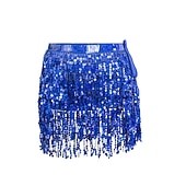 cheap Great Gatsby-Women Sequin Hip Skirt Fringe Tassel Wrap Scarf Party Rave Festival Outfit Halloween Belly Dance Costume Party Club