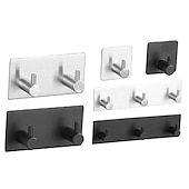 cheap Robe Hooks-Wall Hooks Self-adhesive Robe Hooks Bathroom 304 Stainless Steel Hook Kitchen Bathroom Hook Punch Free Single Hook Door Rear Metal Coat Hook