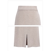 abordables Jupes unies-Femme Jupe Crochet Jupes de travail Mode basique Décontractées Midi Jupes Couleur Pleine Fendu Tricot Bureau / Carrière Plein Air caramel Noir Vin Kaki Automne Laineux