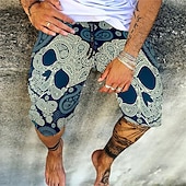 cheap Men&#039;s 3D Sweat Shorts-Men&#039;s Geometric Skull Stripe Swim Trunks Swim Shorts Board Shorts Low Waist Casual Hip-Hop Outdoor Daily Holiday Print Straight Leg Designer Clothing Apparel