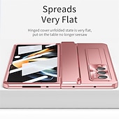 Недорогие Чехлы для Samsung-телефон Кейс для Назначение SSamsung Galaxy Z-сгиб 6 Z Fold 5 Z Fold 4 Z Fold 3 Чехол со стендом Флип Полная защита тела Однотонный ПК