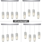 economico Lampadari-lampada a sospensione a led illuminazione a sospensione cromata/oro moderna lampada a sospensione mini lampadari di cristallo lampada a sospensione regolabile per sala da pranzo con isola cucina (1/3