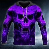 cheap Men&#039;s Pullover Hoodies-Men&#039;s Skull Graphic Prints Hoodie Hoodies Sweatshirt Pullover Hoodie Sweatshirt Long Sleeve Hooded Sweatshirt Hooded Streetwear 3D Print Daily Sports Yellow Red Print Spring &amp;  Fall Designer