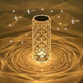 billige Projektorlys og laserprojektor-krystall bordlampe rose lys led projektor 3 farger touch justerbar romantisk diamant atmosfære lys usb touch nattlampe for bar, soverom, julevalentin gave til barn jenter elsker