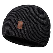 baratos Gorro-Homens Gorro gorro de lã Chapéus de inverno Preto Vermelho Algodão Tricotado Básico Contemporâneo Moderno Roupa Diária Férias Cor Sólida / Simples Materiais Leves Conveniência