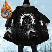 billiga fleecejacka för män-Herr Dödskalle Grafiska tryck Vinterkappa Fleece-jacka Kappa Håller värmen Andningsfunktion Bekväm Mode Streetwear Ledigt vardag Sport &amp; Utomhus Dagliga kläder Utekväll Dragkedja Ficka Mönster Höst