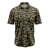 economico Stampa animal-Per uomo Camouflage Camicia Camicia con bottoni Manica corta Tropicale Di tendenza Hawaiano Informale Per eventi Spiaggia Estate Primavera Collo ripiegabile Stampa Bottone giù Kaki+verde militare