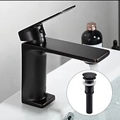 voordelige Badkamer wastafelkranen-wastafelmengkraan voor de badkamer, monobloc wastafelkranen voor de wasruimte, enkele handgreep, één gat op het dek gemonteerd met warme en koude slang